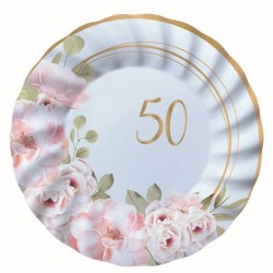 PIATTI DESSERT  50° ANNIVERSARIO FLORAL ø20cm 8pz