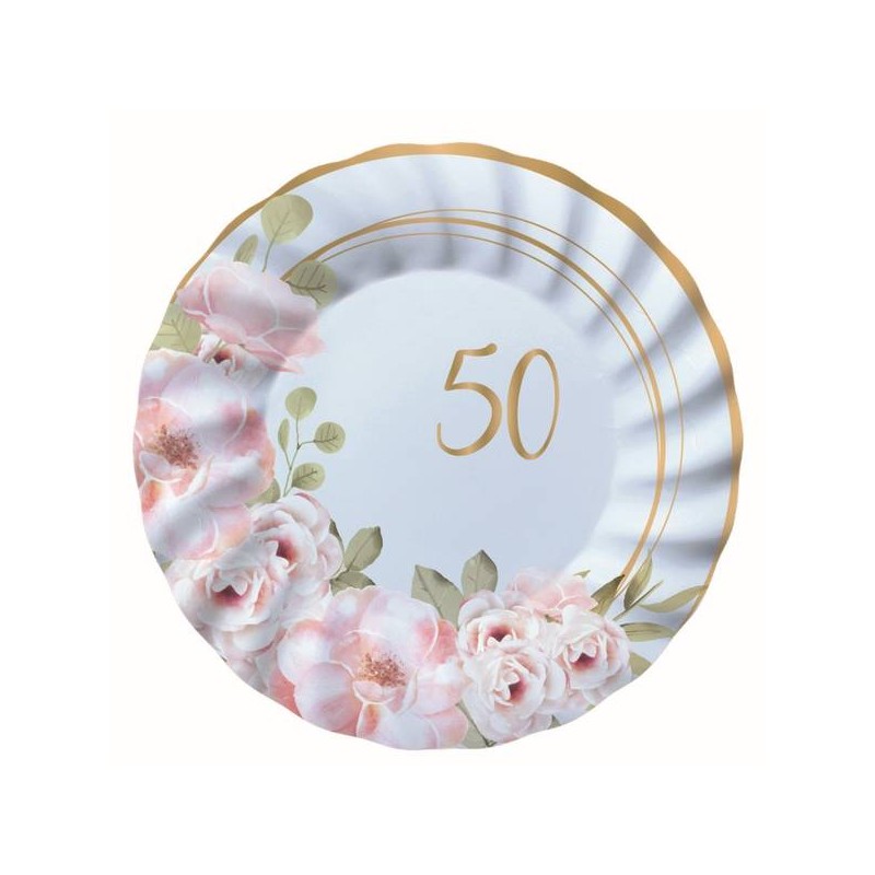PIATTI DESSERT  50° ANNIVERSARIO FLORAL ø20cm 8pz