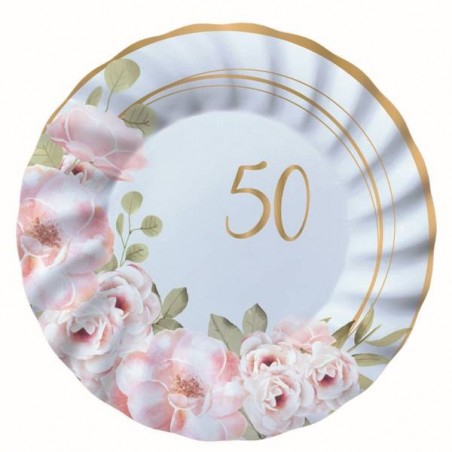 PIATTI DESSERT  50° ANNIVERSARIO FLORAL ø20cm 8pz
