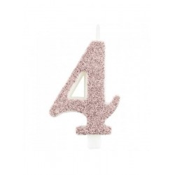 CANDELINA NUMERO 4 GLITTER ROSE GOLD 9,5cm