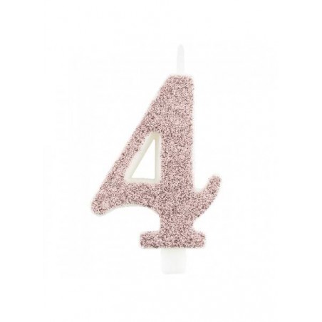 CANDELINA NUMERO 4 GLITTER ROSE GOLD 9,5cm