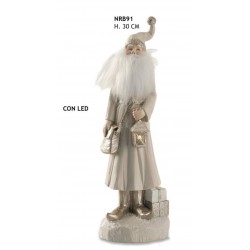 BABBO NATALE GRIGIO SLIM C/LANTERNA LED 30cm NRB91