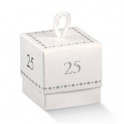 SCATOLA IN C/CORDINO 5x5x5cm FLEUR25 BIANCA 10pz