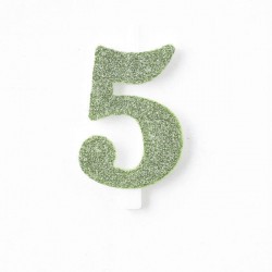 CANDELINA NUMERO 5 GLITTER SALVIA 9,5cm
