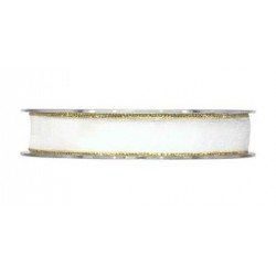 NASTRO METAL ORGANDY mm15x20mt BIANCO BORDO ORO