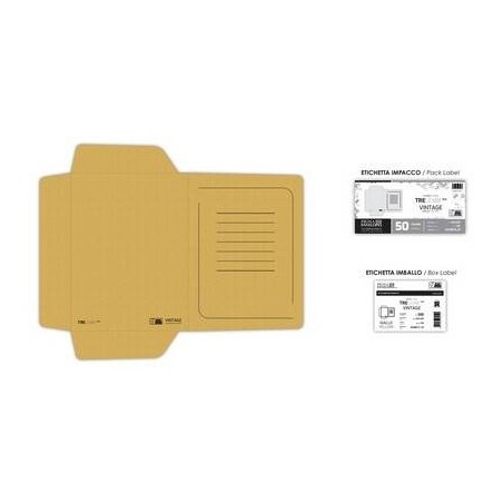 CARTELLA PORTADOCUMENTI ECO 3 LEMBI 245x330mm 180gr VINTAGE GIALLO FSC 50pz