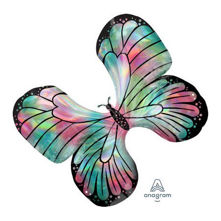 PALLONE MYLAR S/SHAPE 76x66cm FARFALLA HOLOGRAPHIC