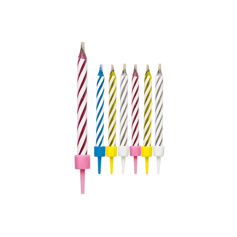 CANDELINE MAGICHE MULTICOLOR C/SOSTEGNI 10pz