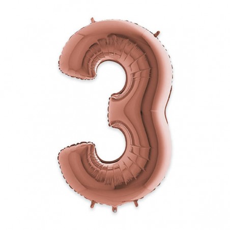 PALLONE NUMERO 3 MYLAR 102cm 40 ROSE GOLD
