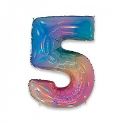PALLONE NUMERO 5 MYLAR 102cm 40 RAINBOW