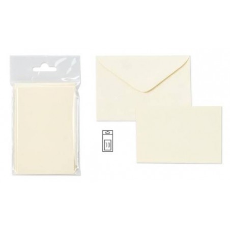 BIGLIETTO + BUSTA 7,5x11,2cm ISCHIA 10pz AVORIO