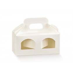 SCATOLA PORTA 2 VASETTI 11x5x5cm SETA BIANCO 10pz
