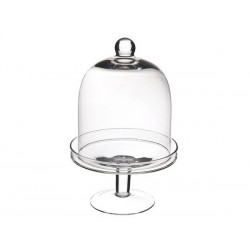 PORTATORTA VETRO ALZATA C/COPERCHIO H.24cm ø16