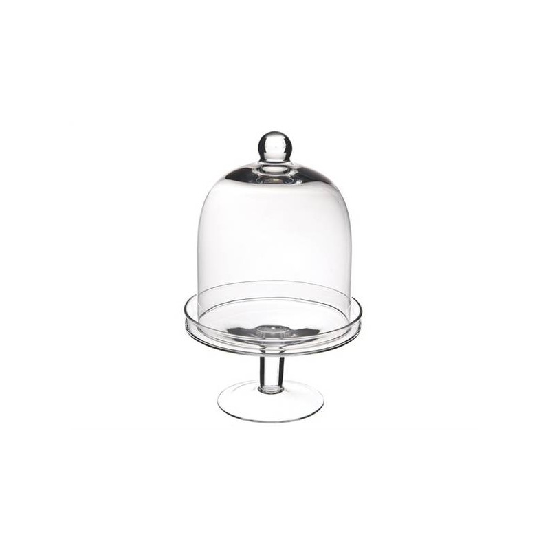 PORTATORTA VETRO ALZATA C/COPERCHIO H.24cm ø16