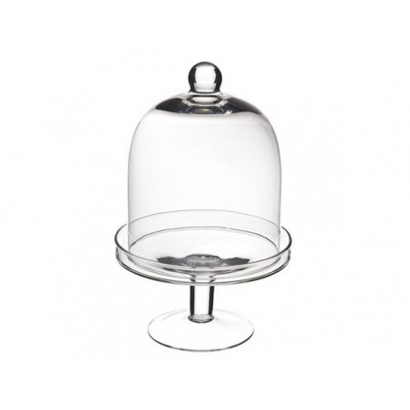 PORTATORTA VETRO ALZATA C/COPERCHIO H.24cm ø16