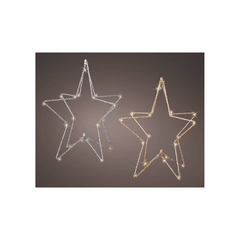 STELLA CON LED ORO/ARGENTO BIANCO CALDO 28x28x28cm INT/EST