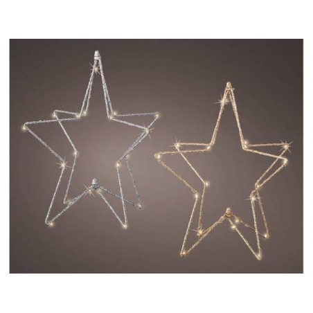 STELLA CON LED ORO/ARGENTO BIANCO CALDO 28x28x28cm INT/EST