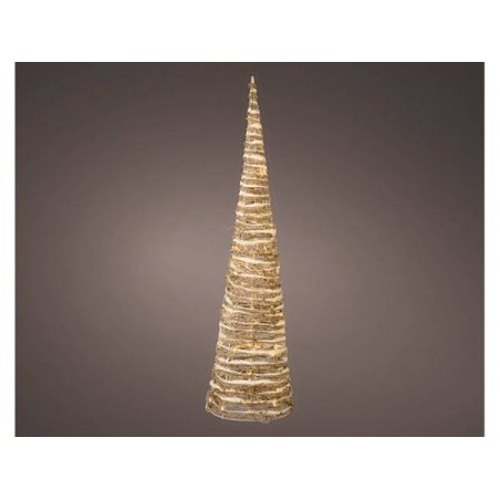 CONO IN RATTAN CON LUCE LED BIANCO CALDO H 60cm