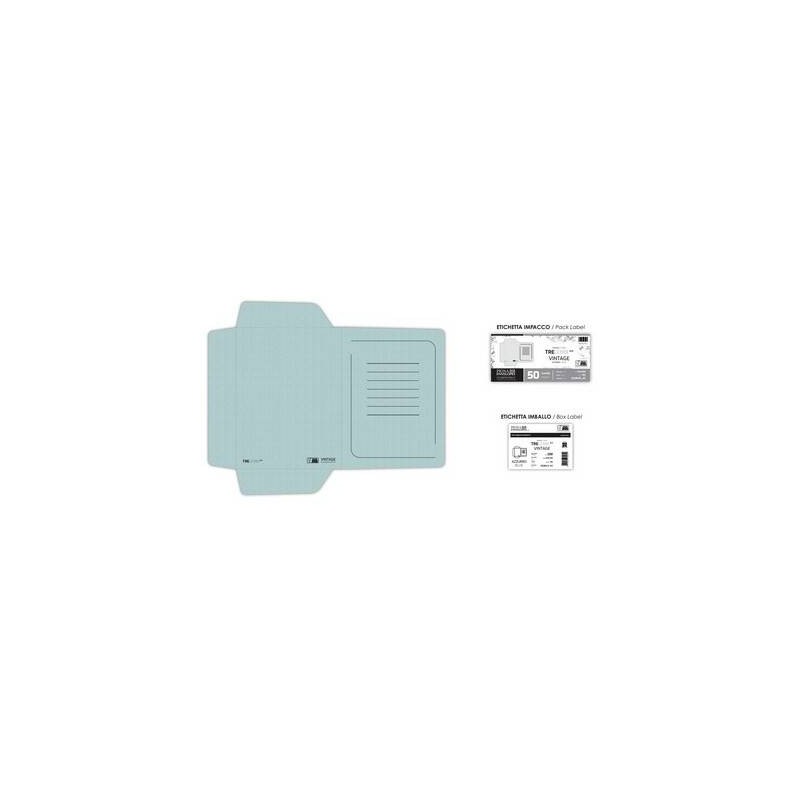 CARTELLA PORTADOCUMENTI ECO 3 LEMBI 245x330mm 180gr VINTAGE AZZURRO FSC 50pz