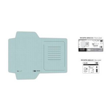 CARTELLA PORTADOCUMENTI ECO 3 LEMBI 245x330mm 180gr VINTAGE AZZURRO FSC 50pz