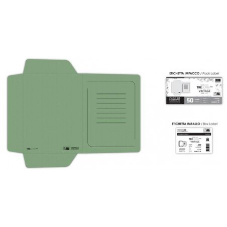CARTELLA PORTADOCUMENTI ECO 3 LEMBI 245x330mm 180gr VINTAGE VERDE FSC 50pz