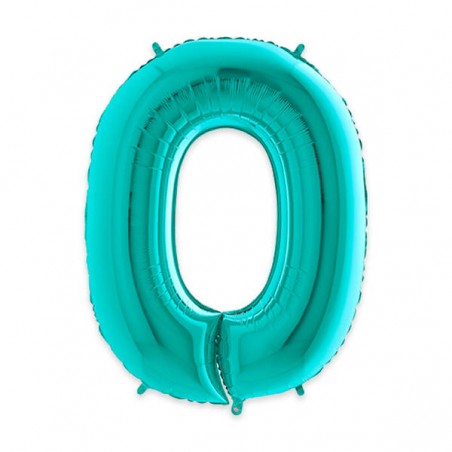 PALLONE NUMERO 0 MYLAR 102cm 40 ACQUAMARINA