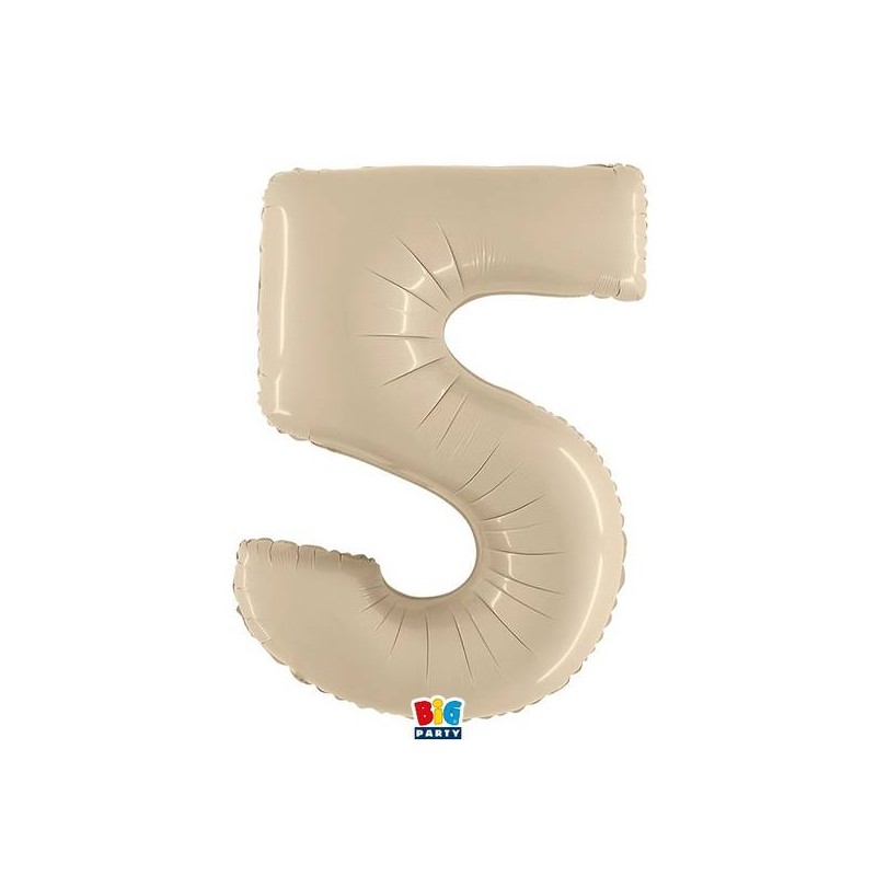 PALLONE NUMERO 5 MYLAR 102cm 40 CREMA