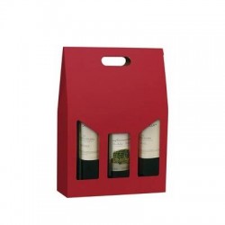 SCATOLA 3 BOTTIGLIE C/MAN.E FIN. 27x9x38cm ROSSO LISCIA