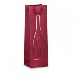 BORSA CARTA BOTTIGLIA MIS.14+9x37cm HOT STAMP 175D BORDEAUX