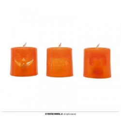 CANDELE ARANCIONE E NERE CON LUCE 4,5x4cm 12pz