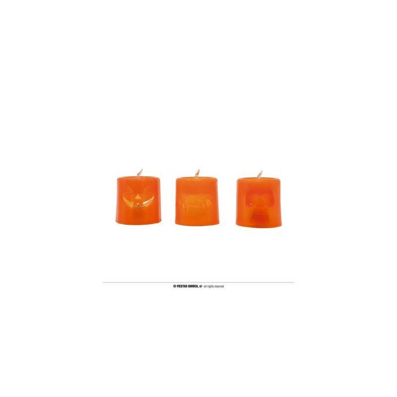 CANDELE ARANCIONE E NERE CON LUCE 4,5x4cm 12pz
