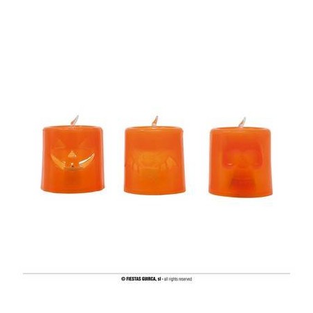 CANDELE ARANCIONE E NERE CON LUCE 4,5x4cm 12pz