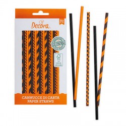 CANNUCCE IN CARTA BIO ARANCIO&NERO ø6x21cm 80pz