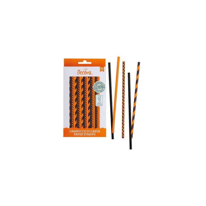 CANNUCCE IN CARTA BIO ARANCIO&NERO ø6x21cm 80pz