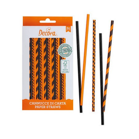 CANNUCCE IN CARTA BIO ARANCIO&NERO ø6x21cm 80pz