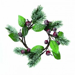 GHIRLANDA GIROCANDELA CON BACCHE ROSSE  ø18cm