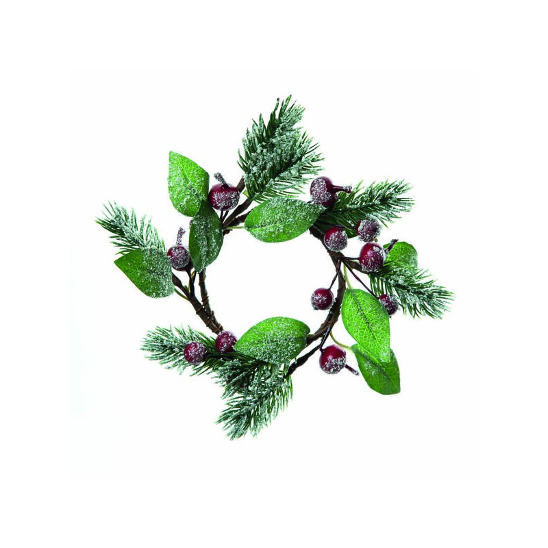 GHIRLANDA GIROCANDELA CON BACCHE ROSSE  ø18cm