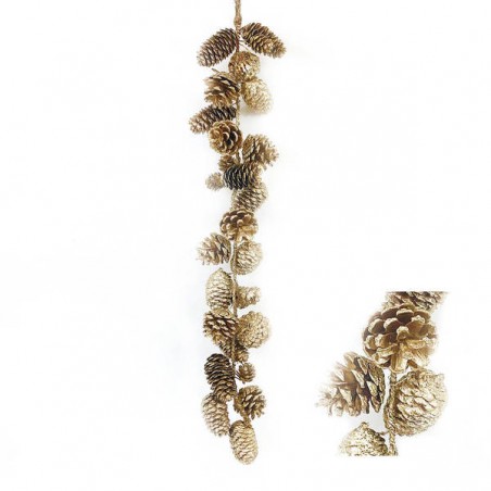GHIRLANDA CON PIGNE MIX ORO/CHAMPAGNE 70cm
