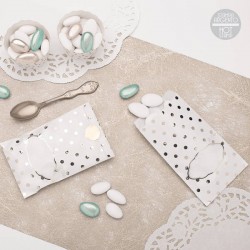 SACCHETTI CARTA POIS ARGENTO 8x14cm 10pz