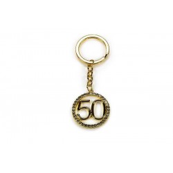 PORTACHIAVI 50ANNI CON STRAS ORO 1pz