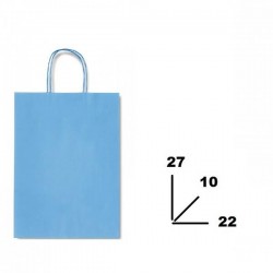BORSA CARTA COLOR MIS.22+10x27cm AZZURRO 744
