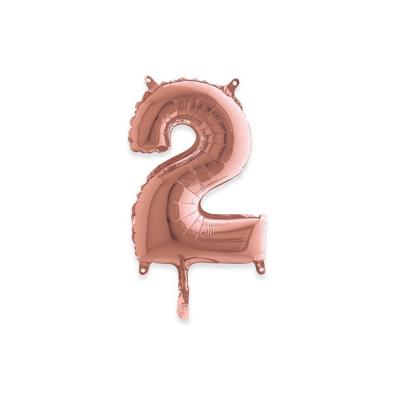 PALLONE NUMERO 2 MYLAR 36cm ROSE GOLD