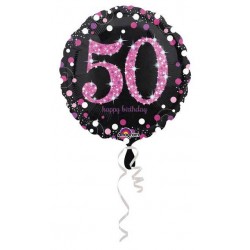 PALLONE MYLAR 50 ANNI PINK CELEBRATION 45cm