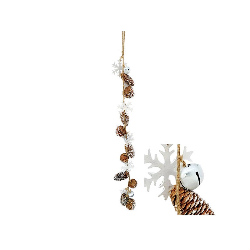 GHIRLANDA CON PIGNE E FIOCCHI DI NEVE 75cm