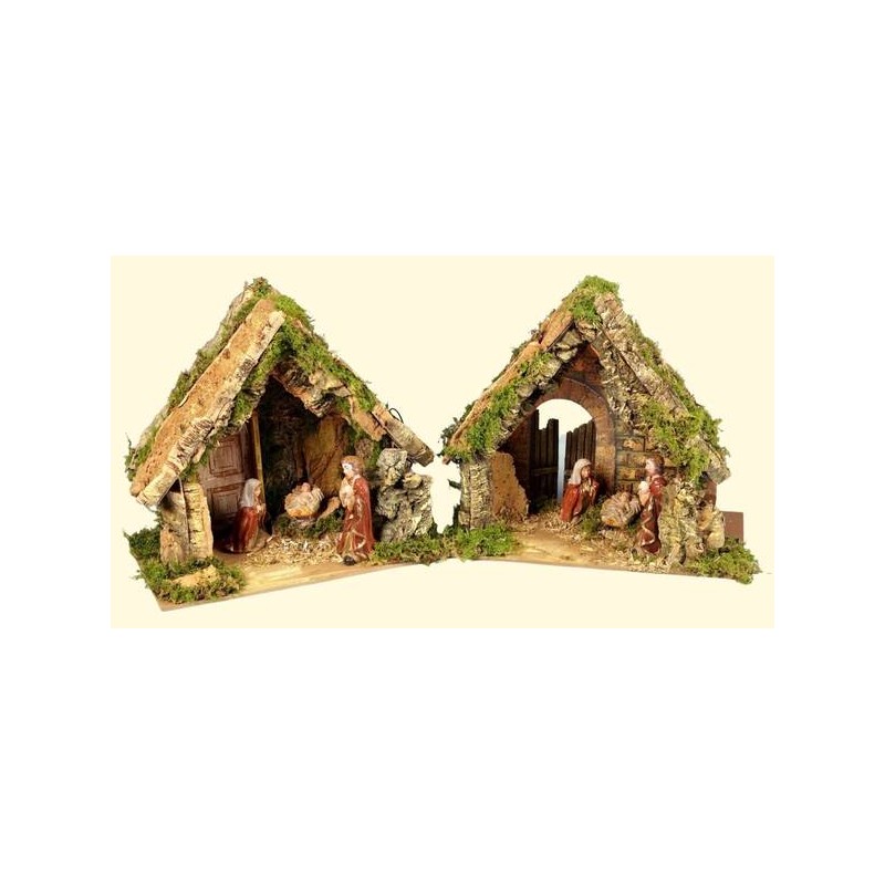 CAPANNA C/NATIVITA' H.10cm E LUCI 25x14x22cm