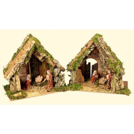 CAPANNA C/NATIVITA' H.10cm E LUCI 25x14x22cm