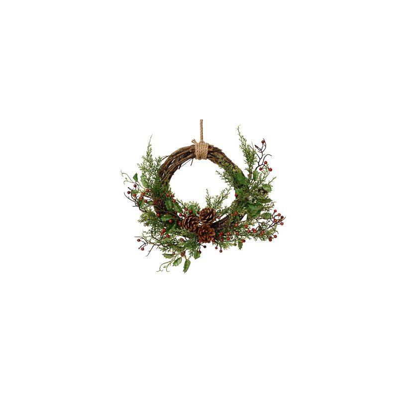 GHIRLANDA C/BACCHE E PIGNE ø30cm GLITTERATA