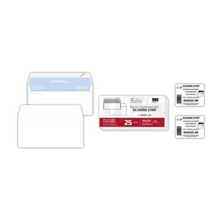 BUSTE LETTERA SILVER 90 STRIP 110x230mm 25pz