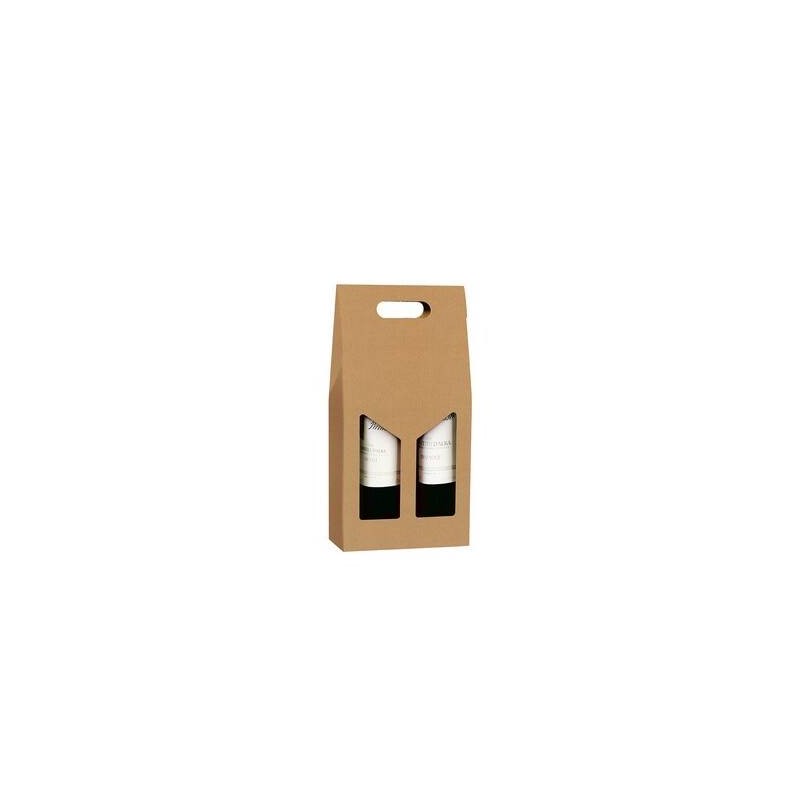 SCATOLA PORTA 2 BOTTIGLIE C/MAN. E FIN. AVANA 18x9x38cm