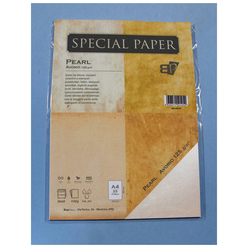 CARTA A4 21x29,7 PEARL AVORIO gr.125 25fg